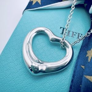 Tiffany & Co MEDIUM Open Heart Necklace 16” with PACKAGING
